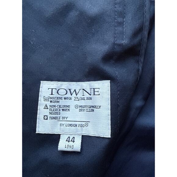 London Fog Towne Trench Coat Size 44L Navy Blue Men’s Classic Long Jacket - Picture 5 of 5